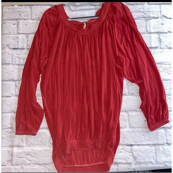 Free people BoHo peasant top burnt red women's small - Picture 2 of 6